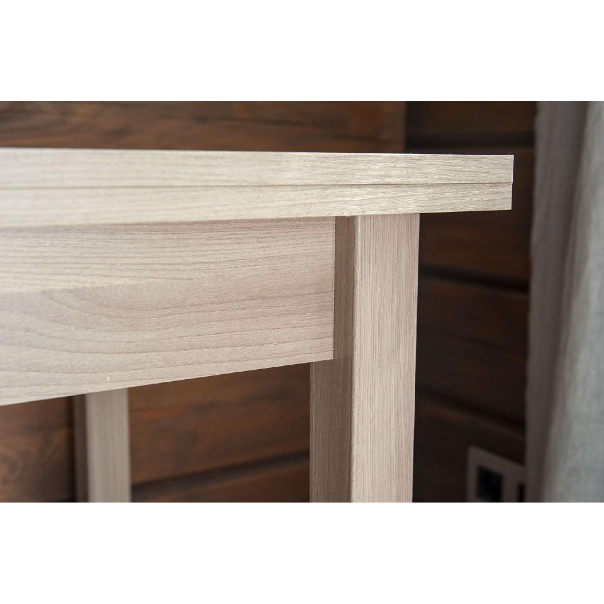 Стол обеденный раскладной прямая ножка древесина коричневая светлая ясень BRH_02689_3