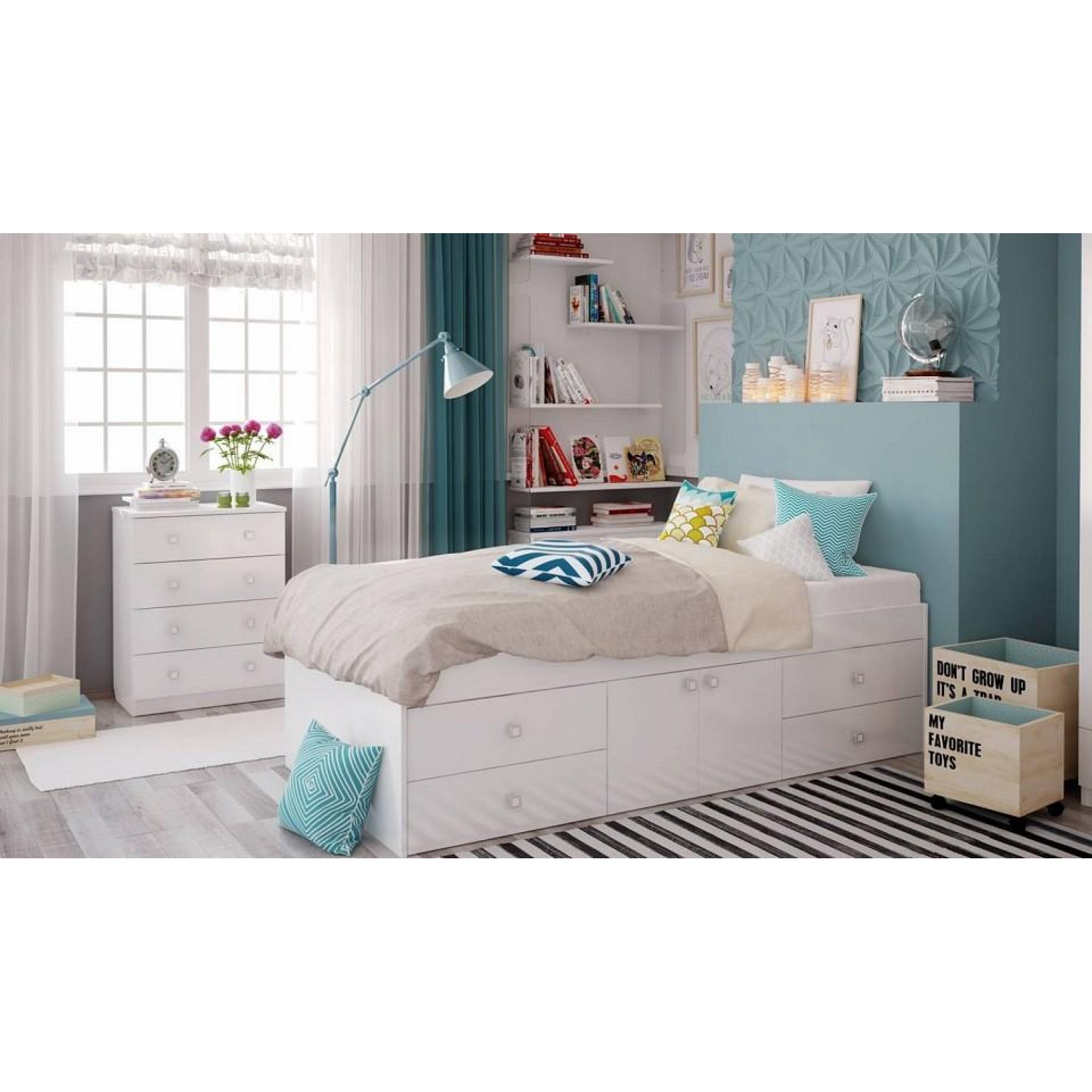 Кровать Polini kids Simple 3100 Н белый 1951х956х510(TPL_0002217_9)