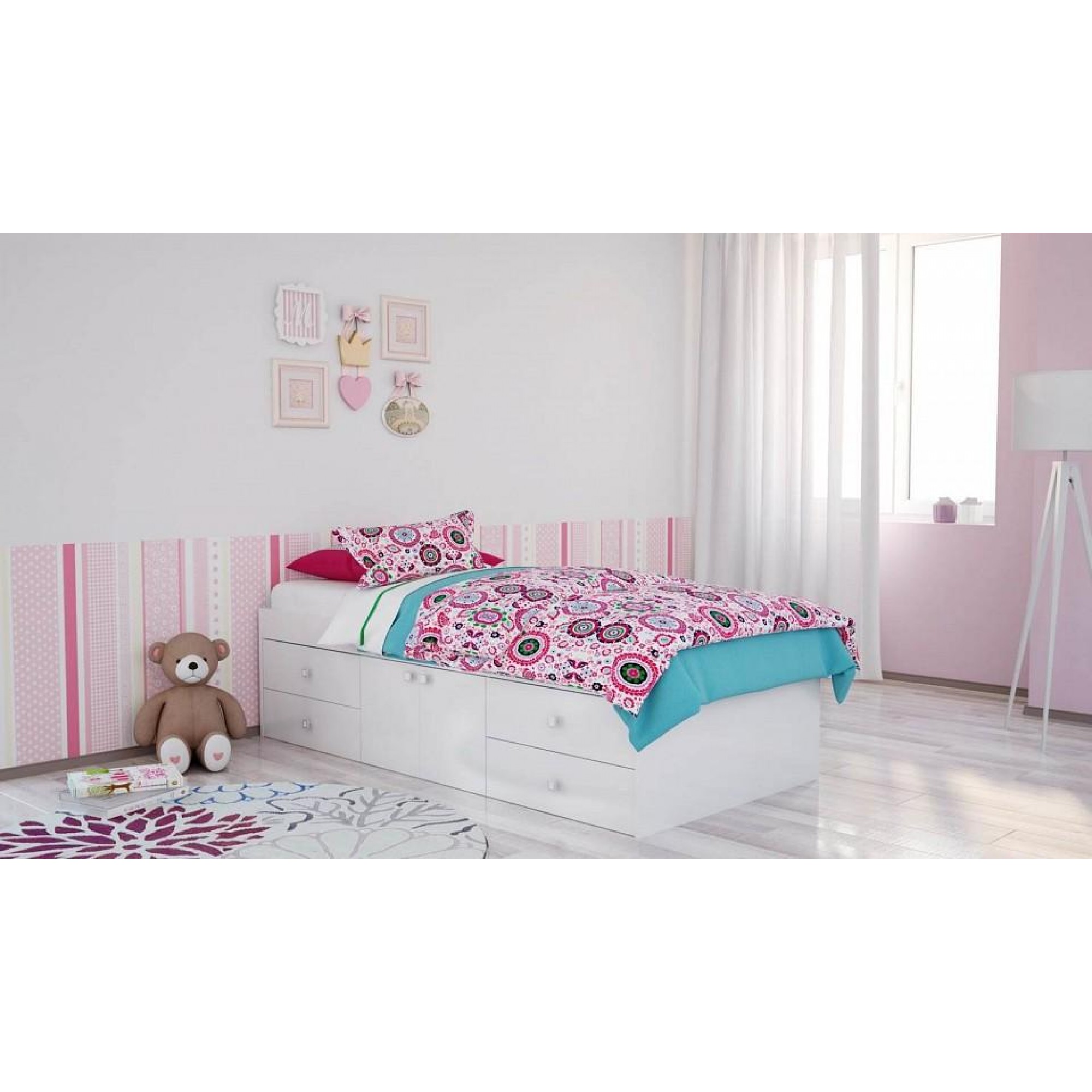 Кровать Polini kids Simple 3100 Н белый 1951х956х510(TPL_0002217_9)