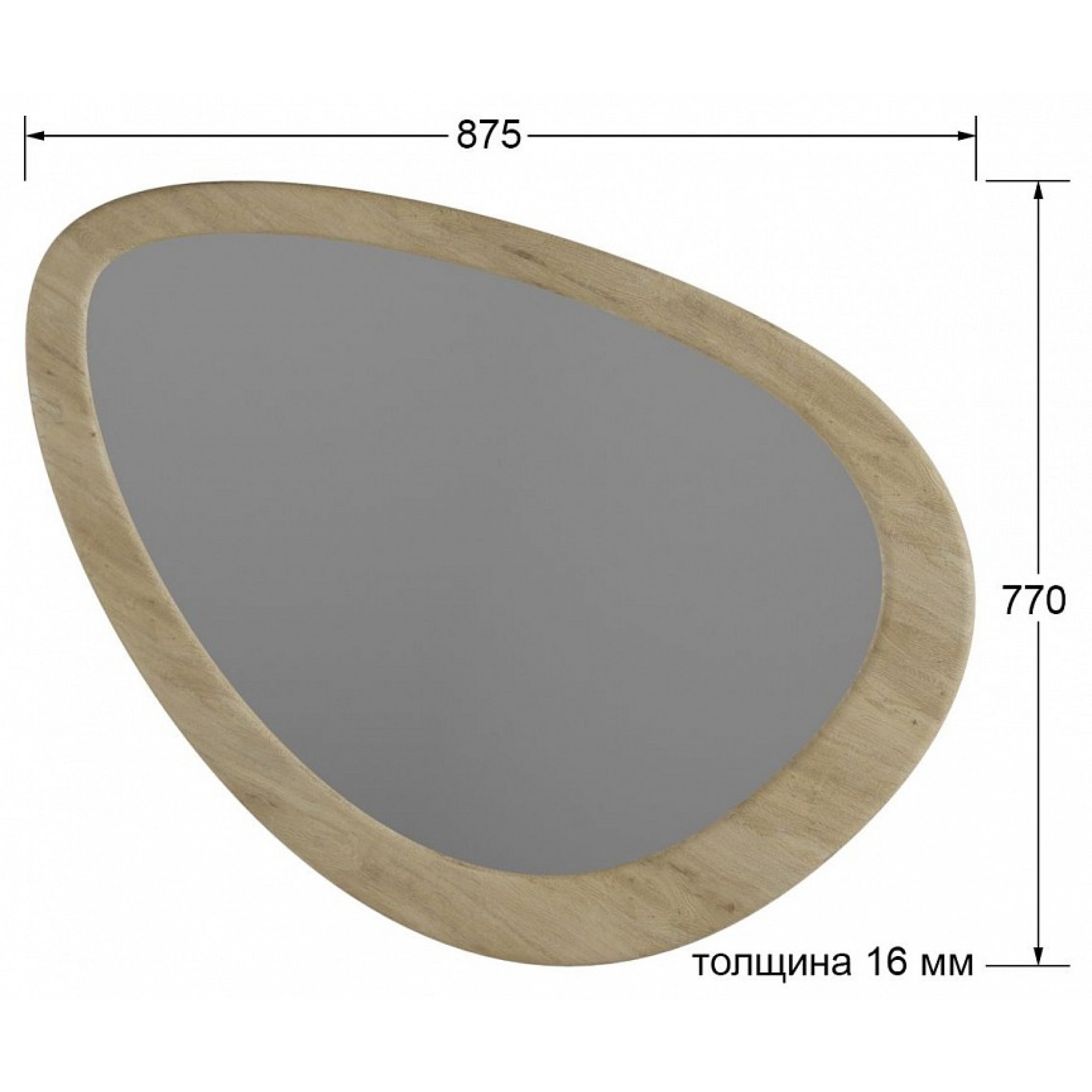 Зеркало настенное Телфорд вью древесина коричневая светлая дуб 875x770x16(KLF_9348732903)