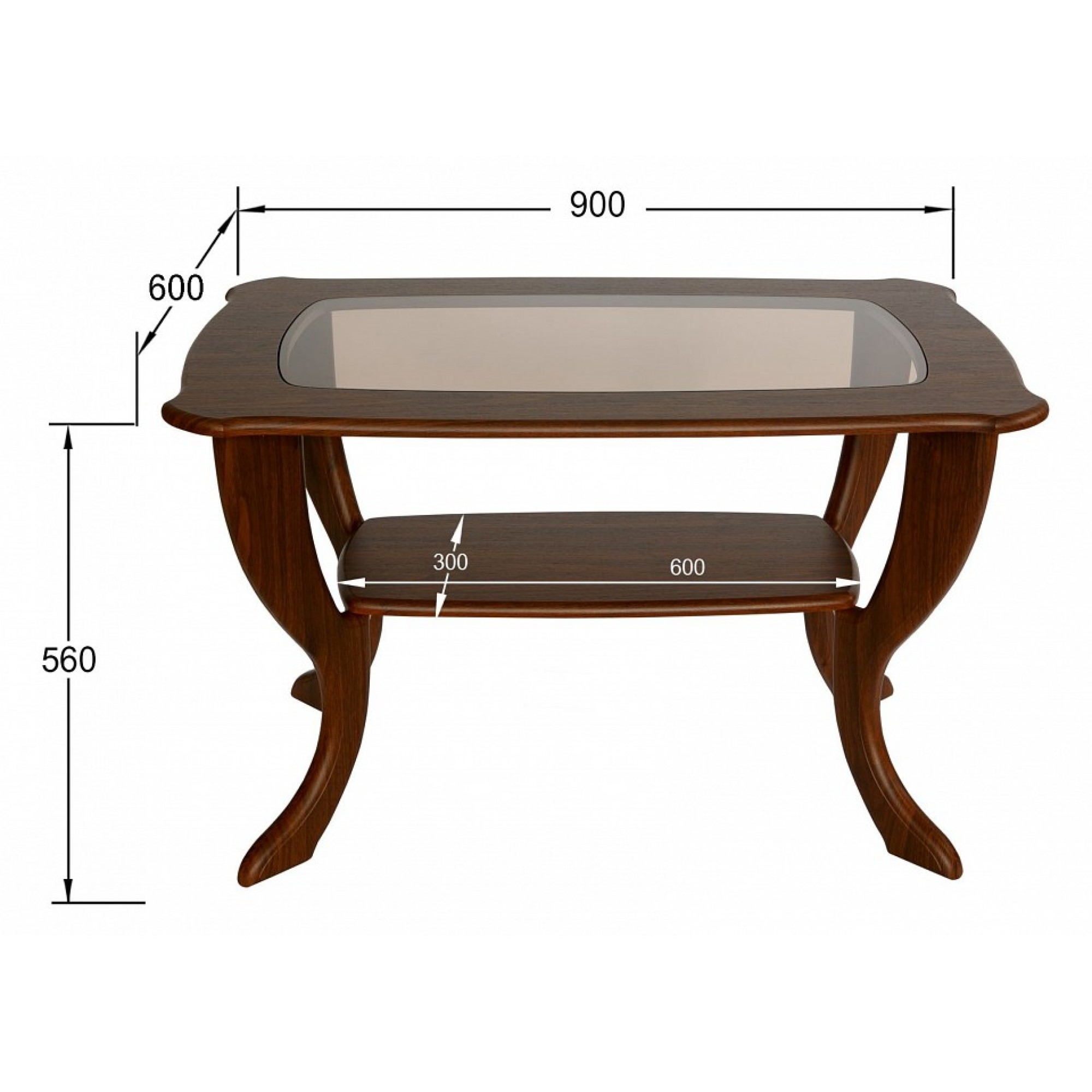Стол журнальный Маэстро СЖС-01 древесина коричневая нейтральная орех 900x600x560(KLF_kalif1026)