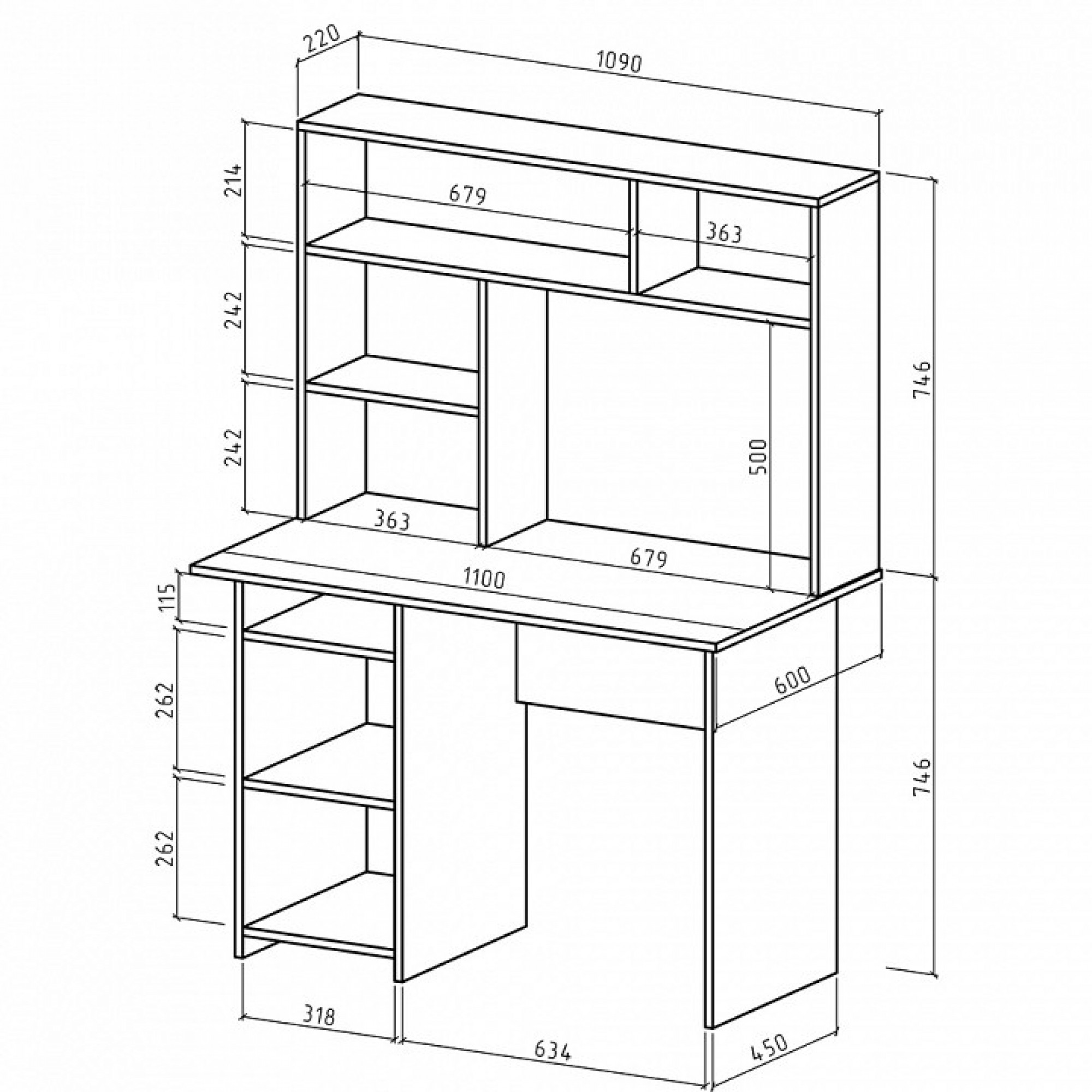 Стол компьютерный Лайт-2 СН    MAS_PSLT-2-SN-DSB