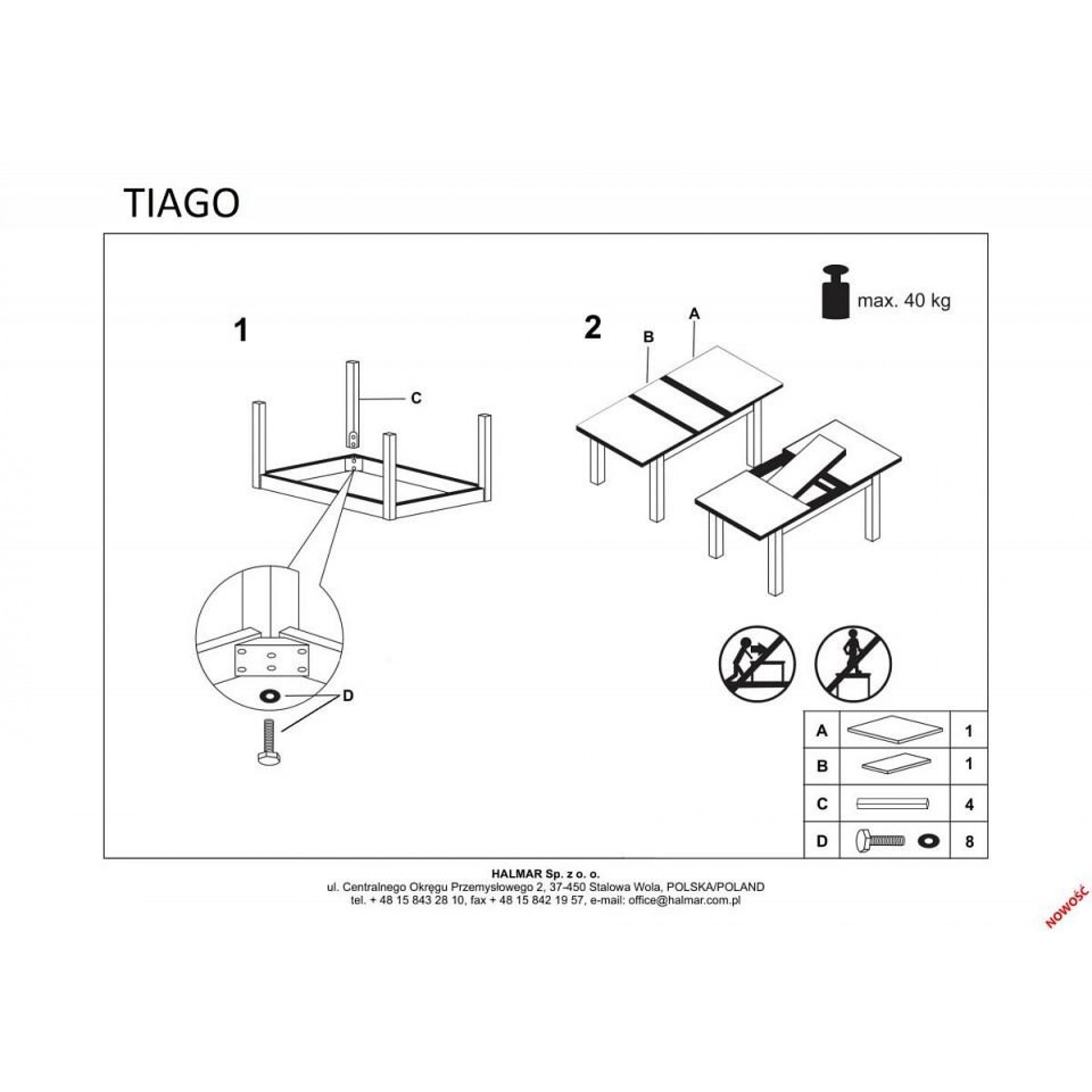 Стол обеденный Tiago V-PL-TIAGO-ST-LANCELOT/BIALY