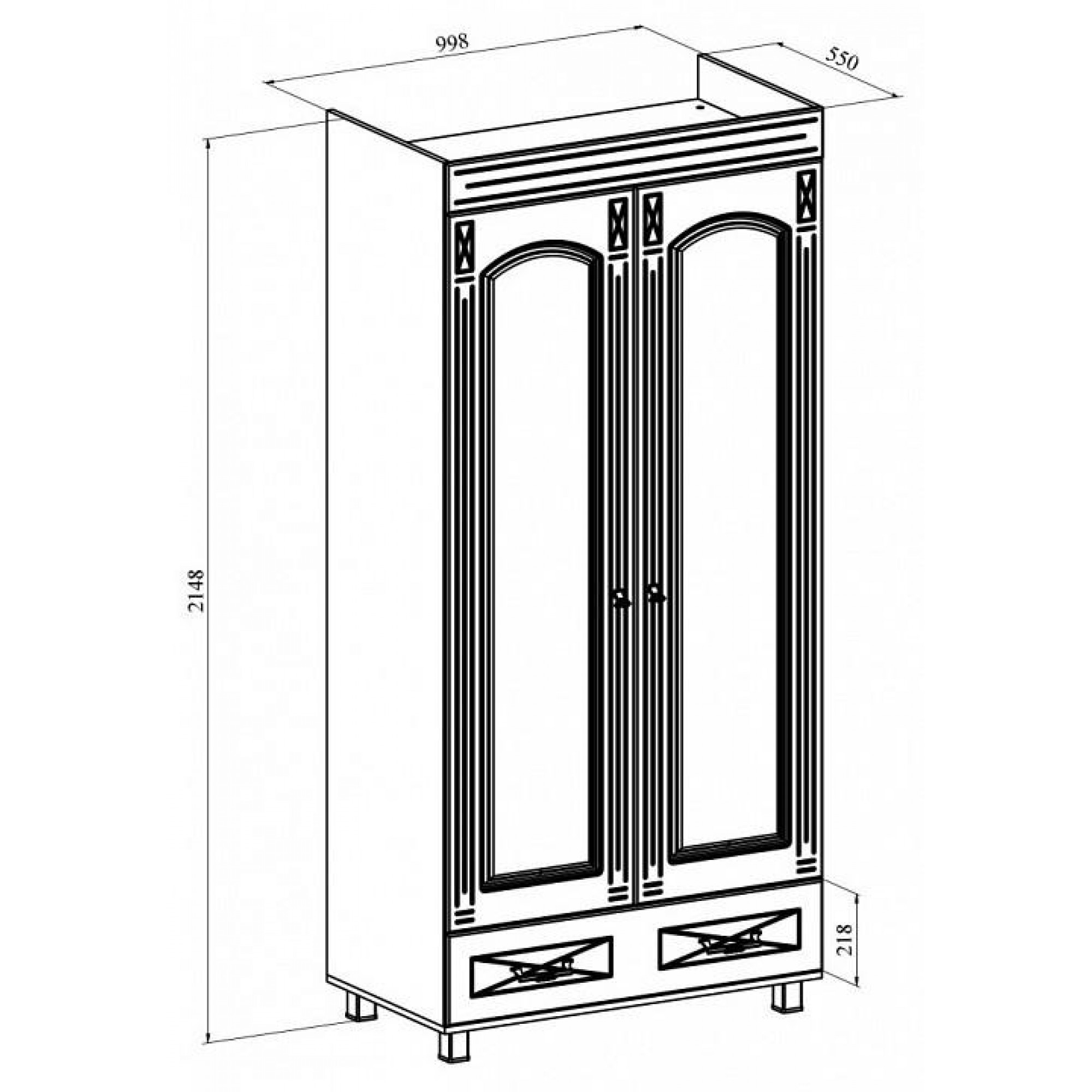 Шкаф платяной Элизабет ЭМ-06 KOM_EM6_3