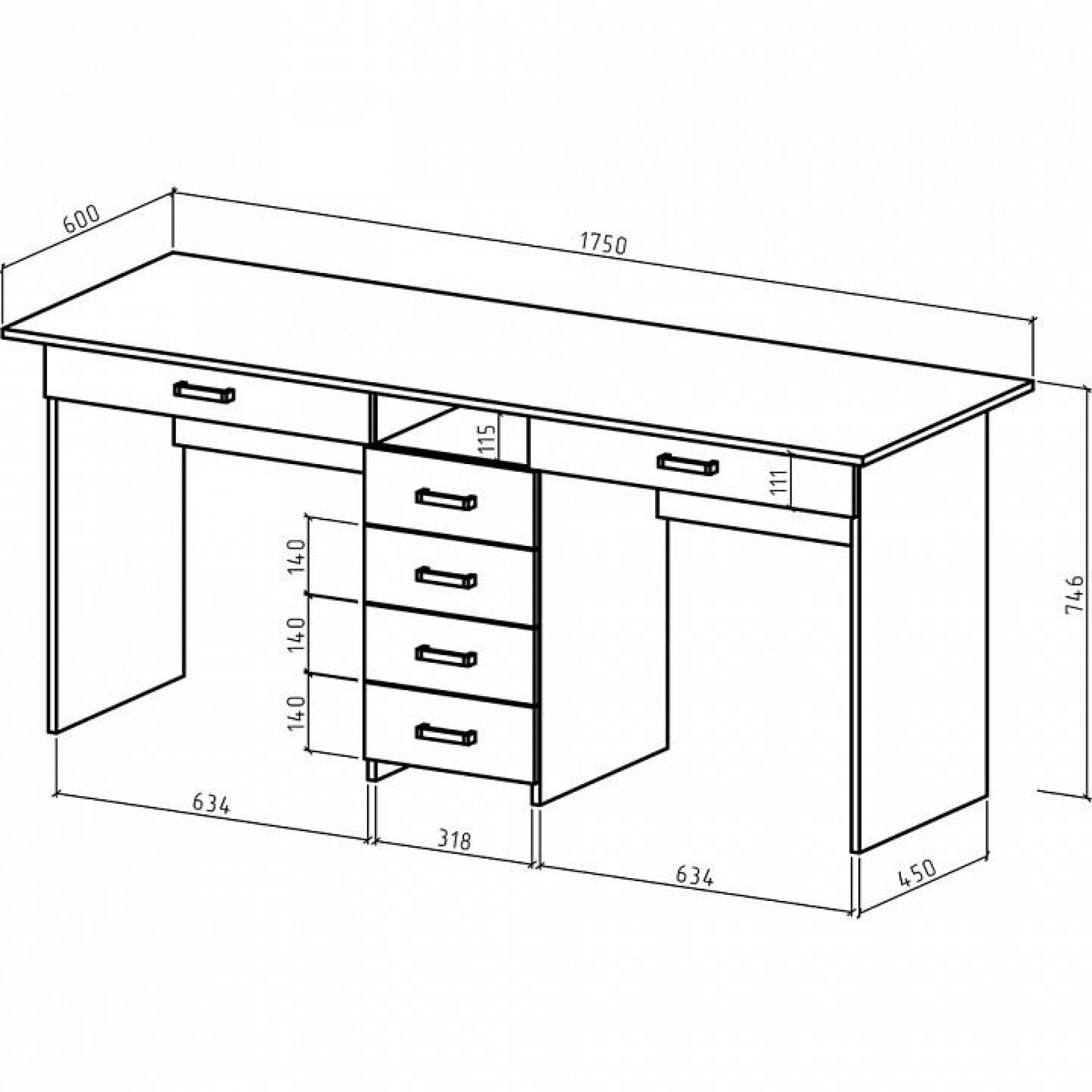 Стол письменный Лайт-11Я    MAS_PSLT-11YA-DSB