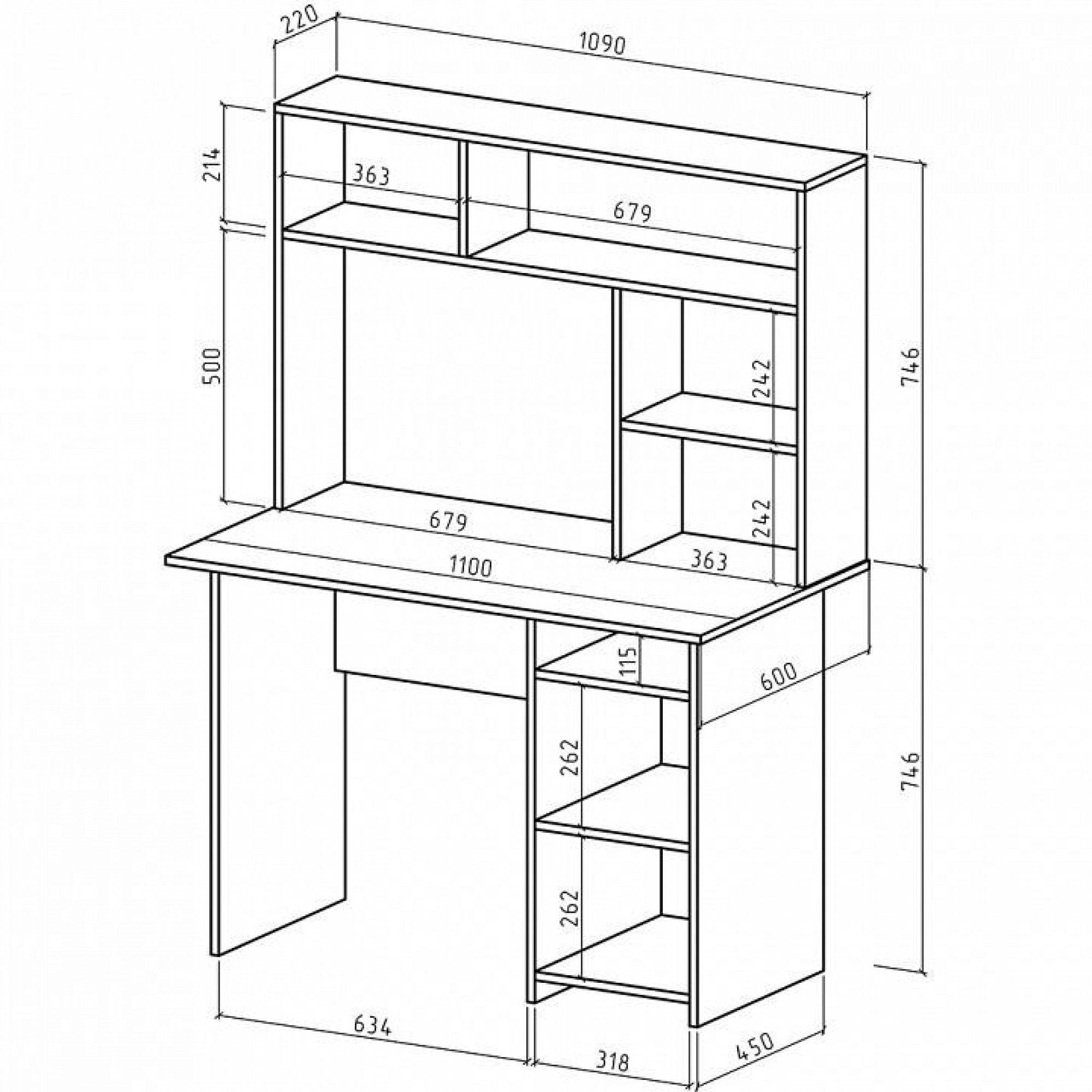 Стол компьютерный Лайт-3 СН    MAS_PSLT-3-SN-DS