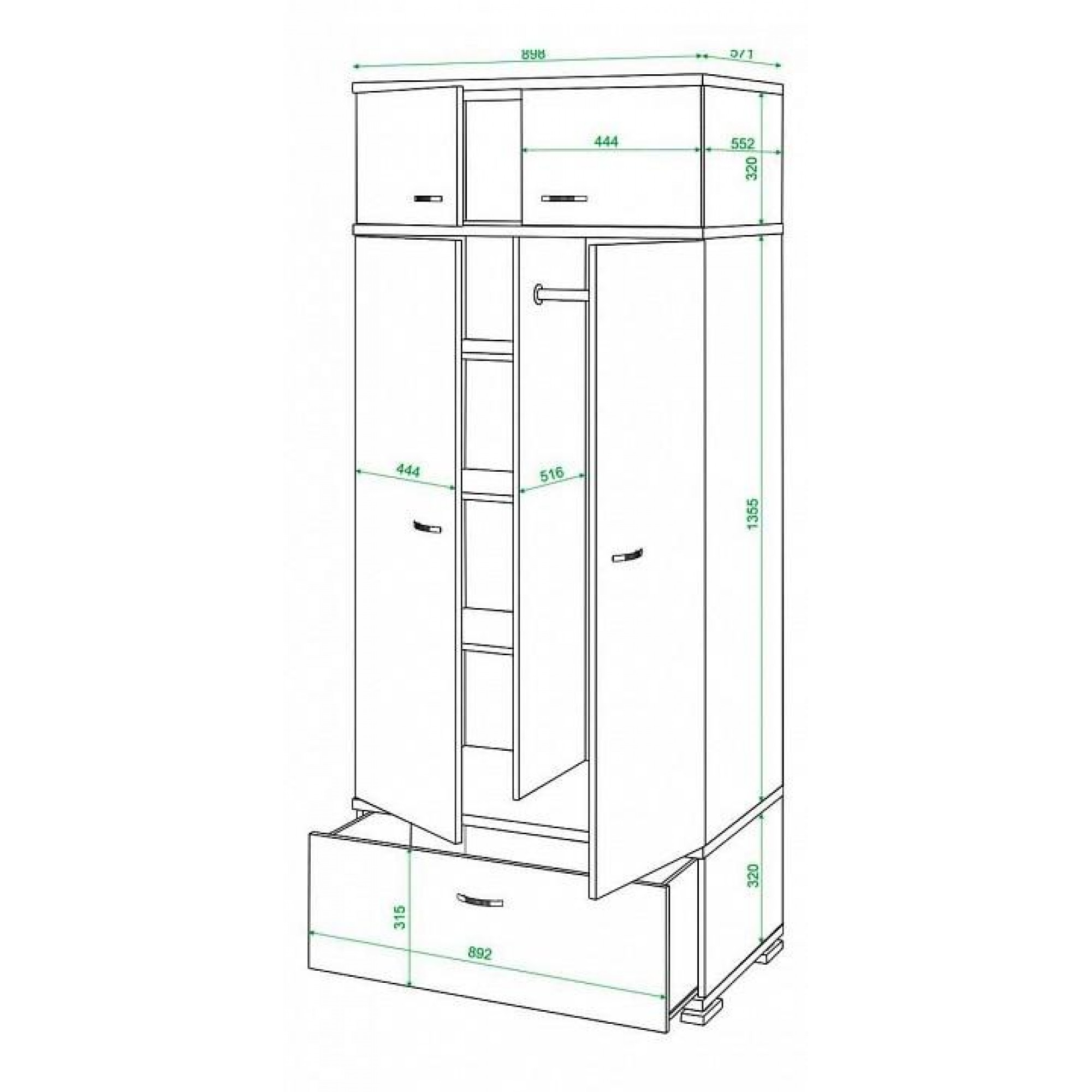 Шкаф платяной Домино КС-20    MER_KS-20_KV