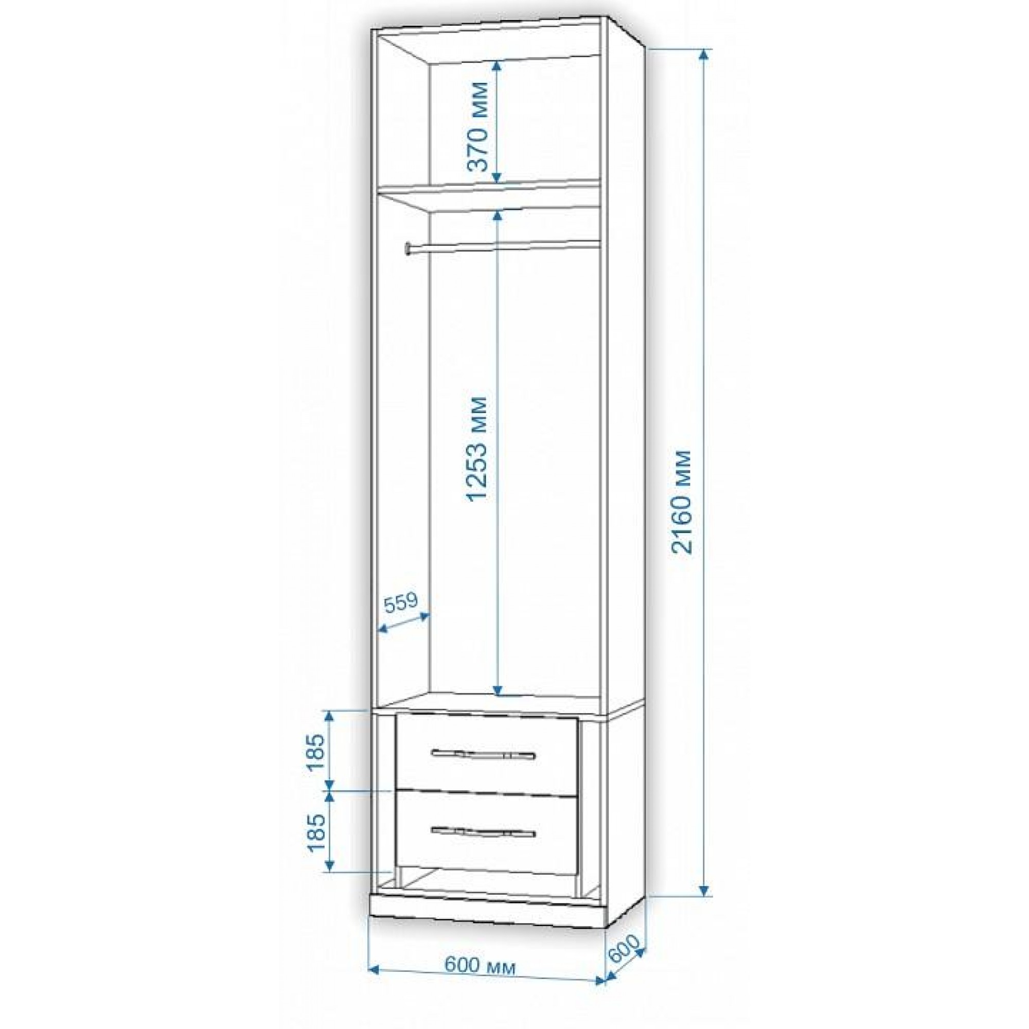 Шкаф платяной Нобиле Пл-60/45    MER_Pl-60-45-KSH