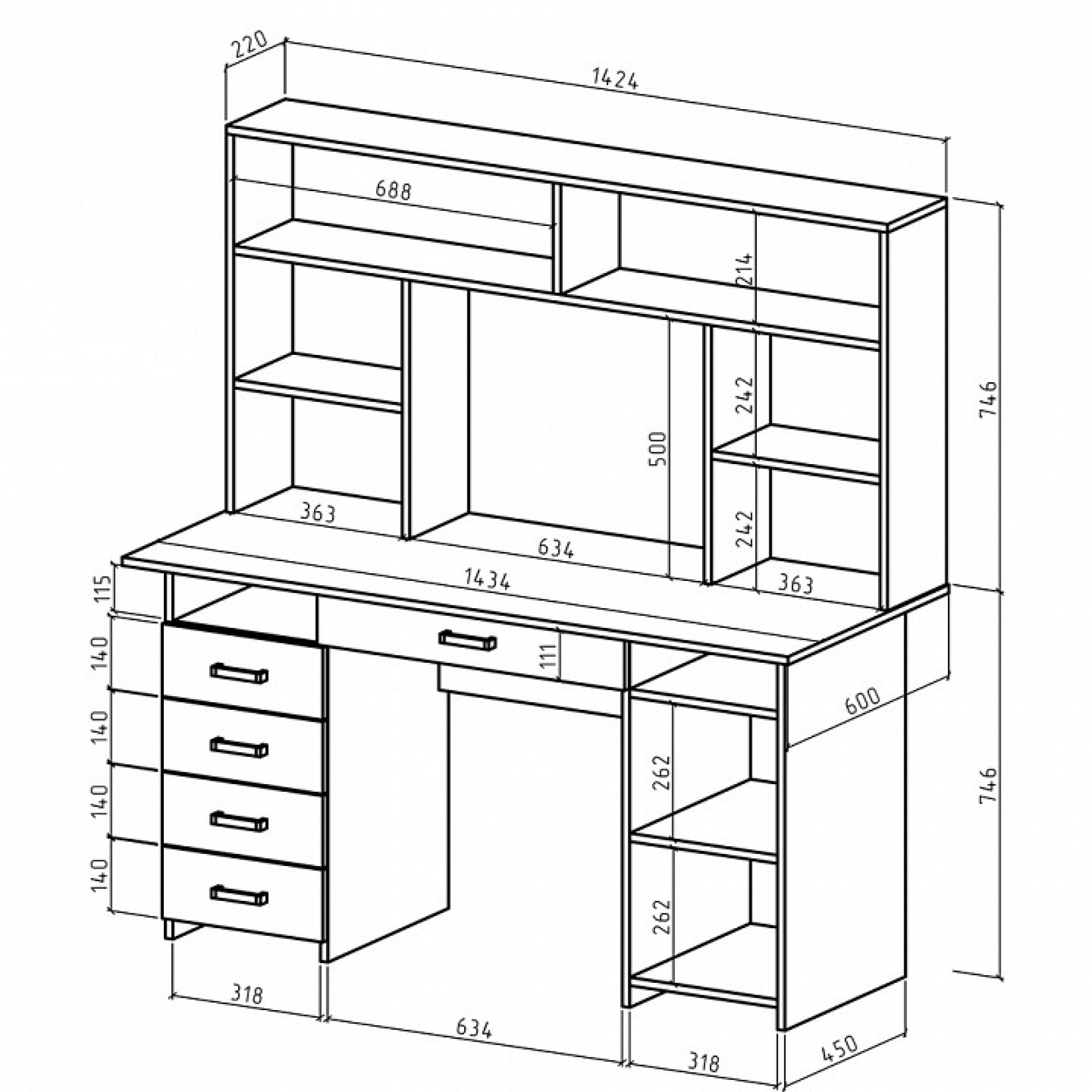 Стол компьютерный Лайт-8Я СН    MAS_PSLT-8YA-SN-DS